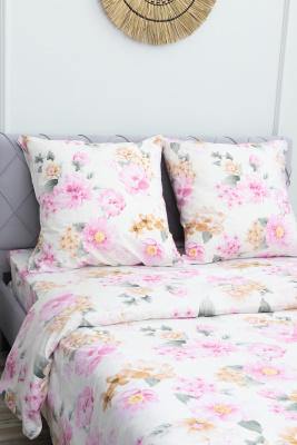 Пододеяльник поплин Цветочный рай белый