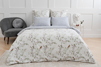 КПБ Сатин NUANCE Жардин бело-голубой