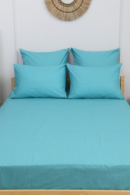 Простыня поплин Соты-компаньон бирюзовый